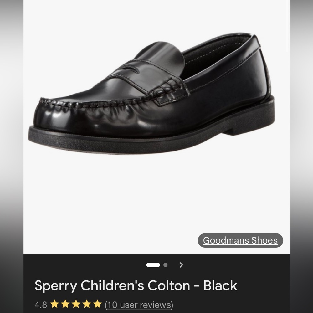 Sperry Youth Classic Black Leather Loafers